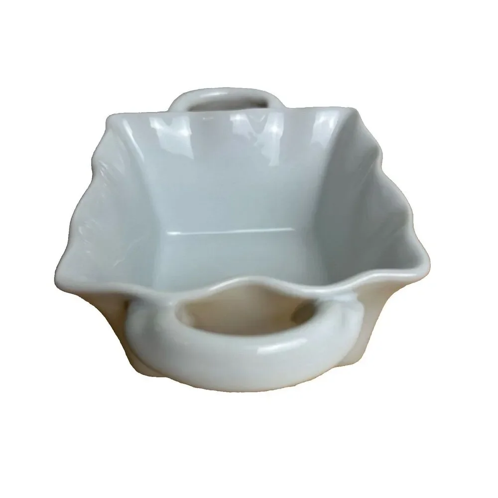 BIA Cordon Bleu Small Square Baking Dish White Scalloped Edge Oven to Table